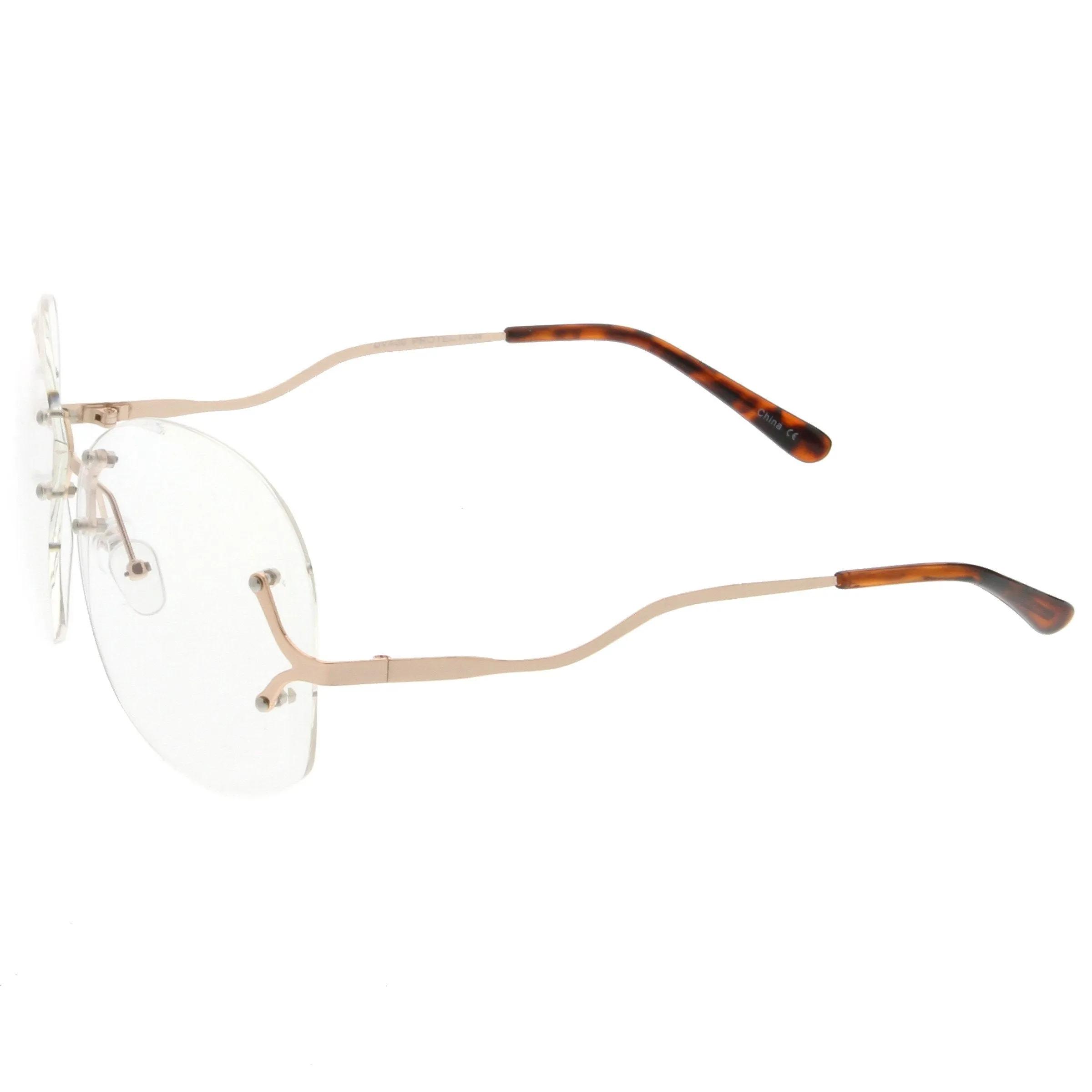 Women's Rimless Oversize Retro Disco Clear Lens Glasses C219 sold by ZeroUV product image thumbnail 3