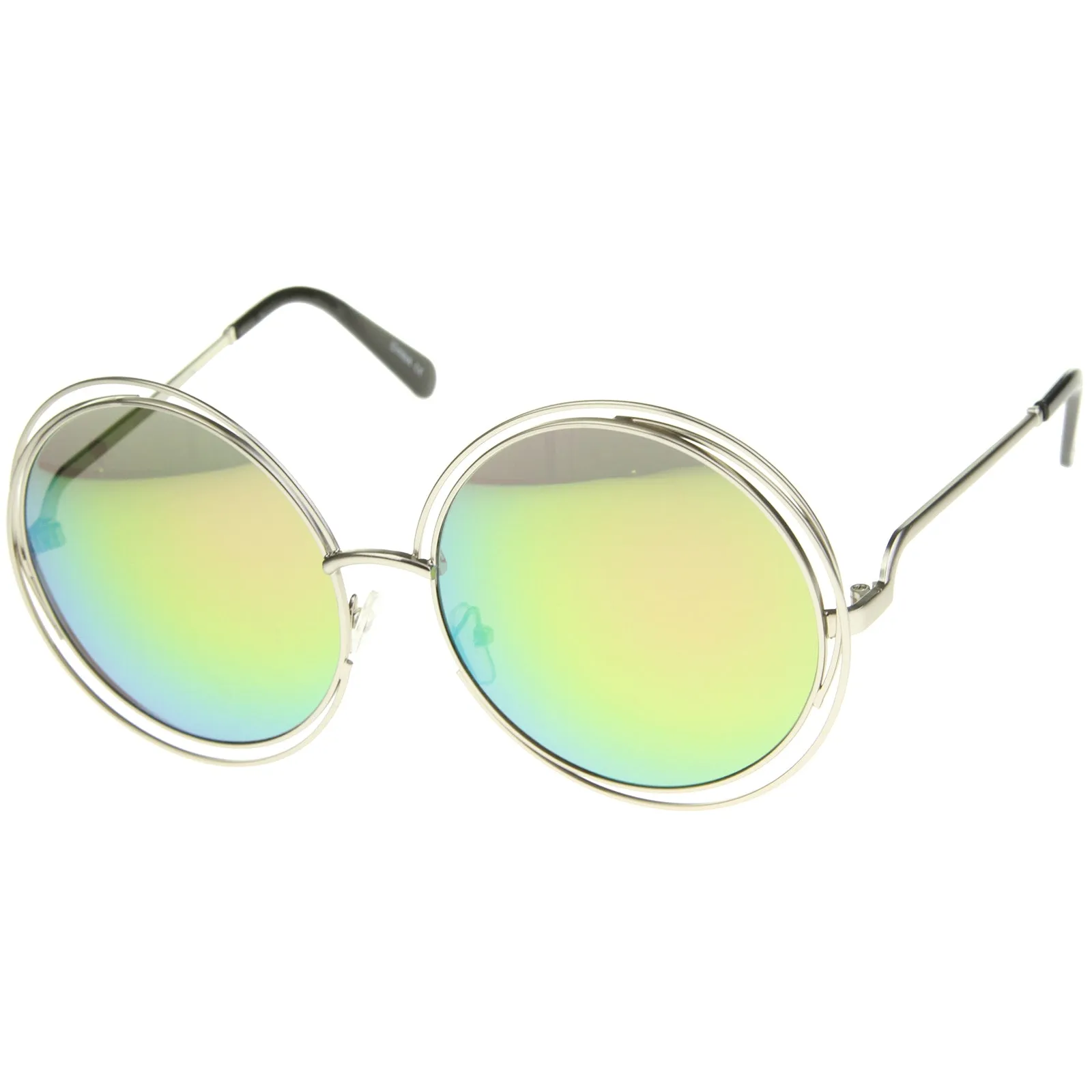 Women's Retro Oversize Color Burned Mirror Lens Sunglasses A172 sold by ZeroUV product image thumbnail 2