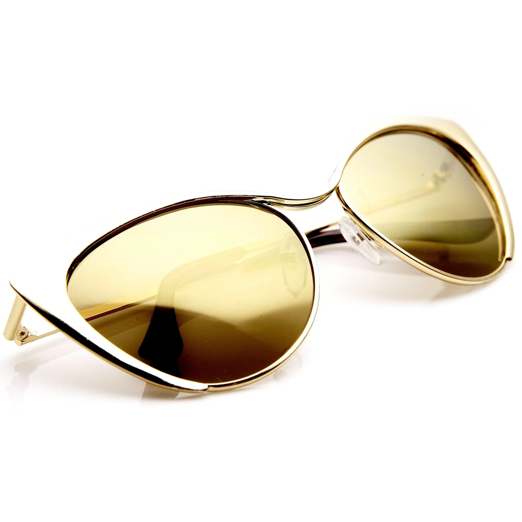 Women's Metal Cat Eye Flash Color Lens Sunglasses 9437 sold by ZeroUV product image thumbnail 5