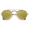 Dapper Double Crossbar Flat Front Round Aviator Sunglasses A144 sold by ZeroUV