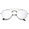 Dapper Double Crossbar Flat Front Round Aviator Sunglasses A144 sold by ZeroUV