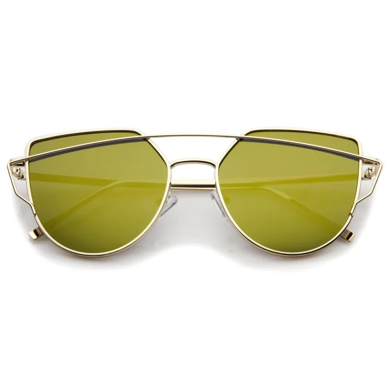 Women's Retro Modern Flat Mirror Lens Sunglasses A898 sold by ZeroUV