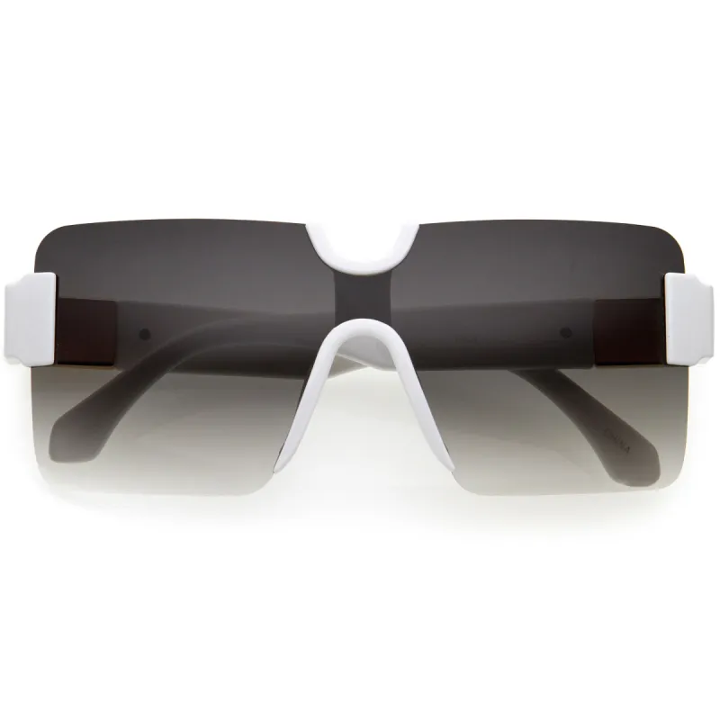 Retro Square Nose Bridge Accent Mono Lens Shield Sunglasses D191 sold by ZeroUV