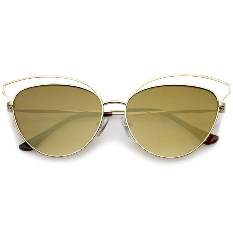 Women's Laser Cut Mirrored Flat Lens Cat Eye Sunglasses A761 sold by ZeroUV