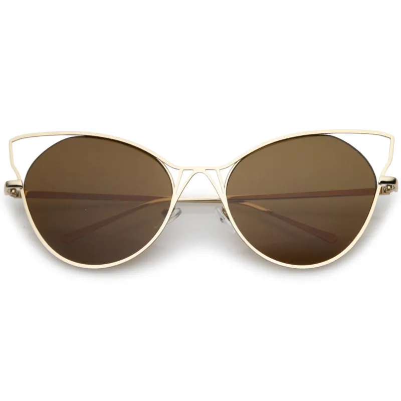 Women's Oversize Laser Cut Round Cat Eye Sunglasses A934 sold by ZeroUV