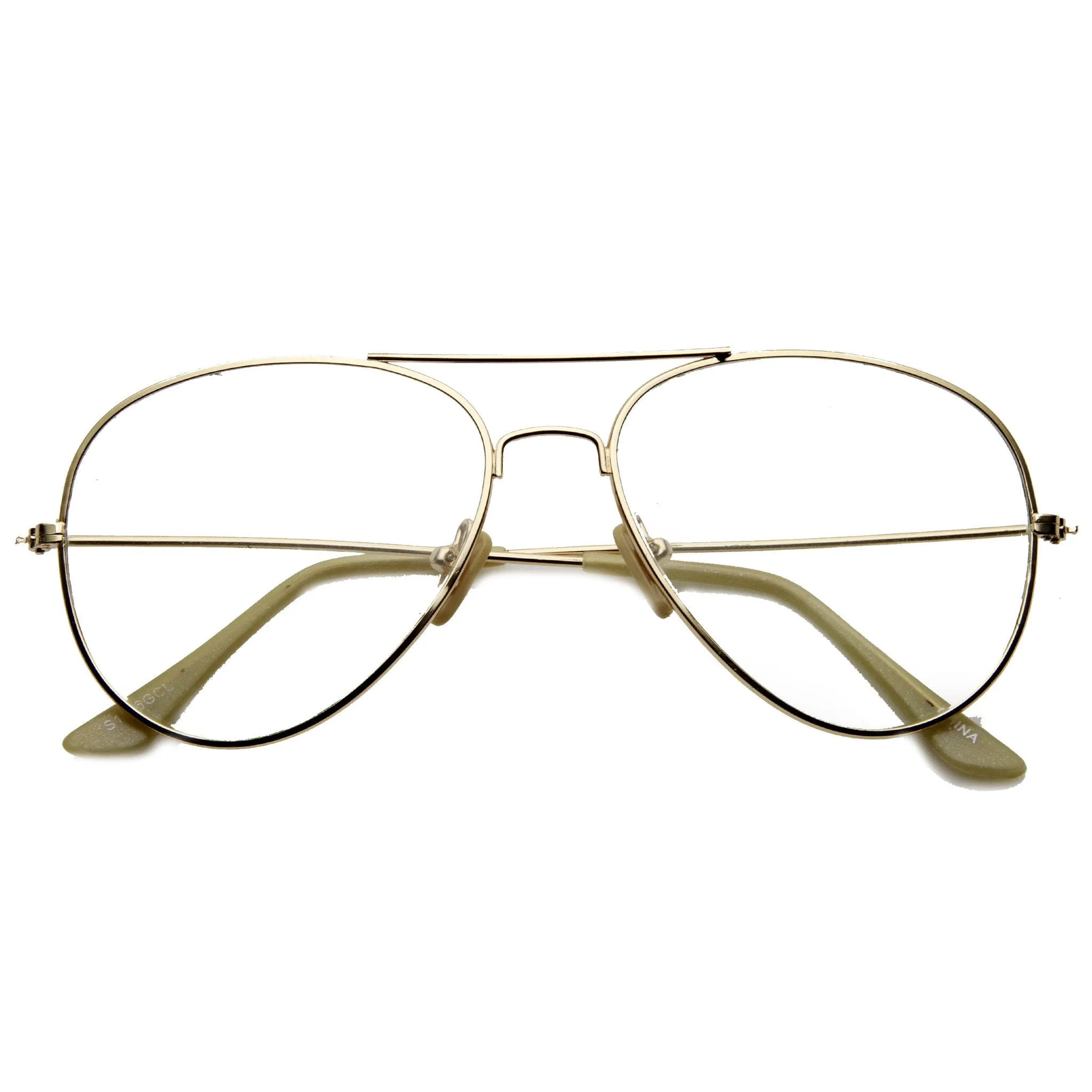 Retro Full Metal Aviator Dapper Clear Lenses Glasses sold by ZeroUV product image thumbnail 4