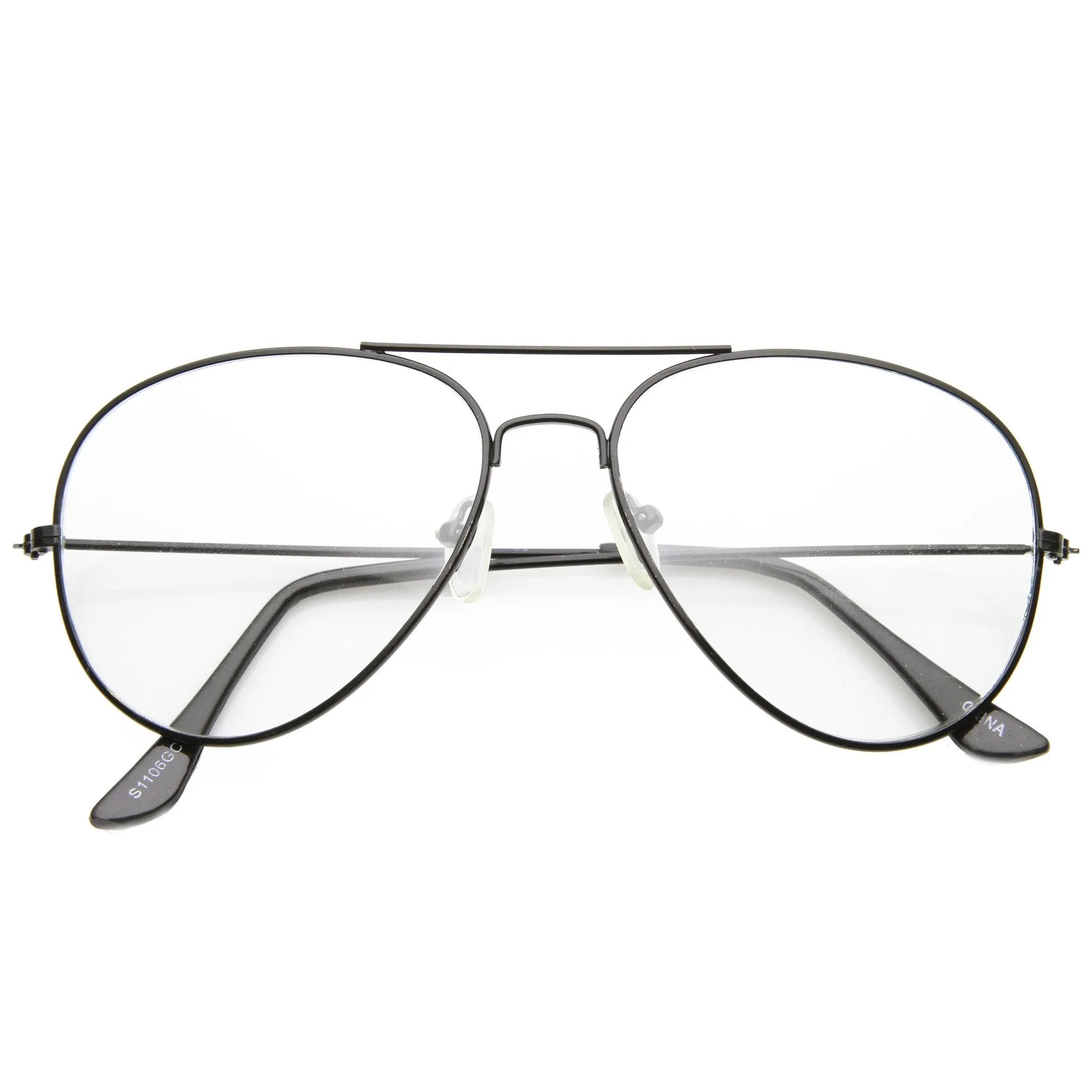 Retro Full Metal Aviator Dapper Clear Lenses Glasses sold by ZeroUV product image thumbnail 5