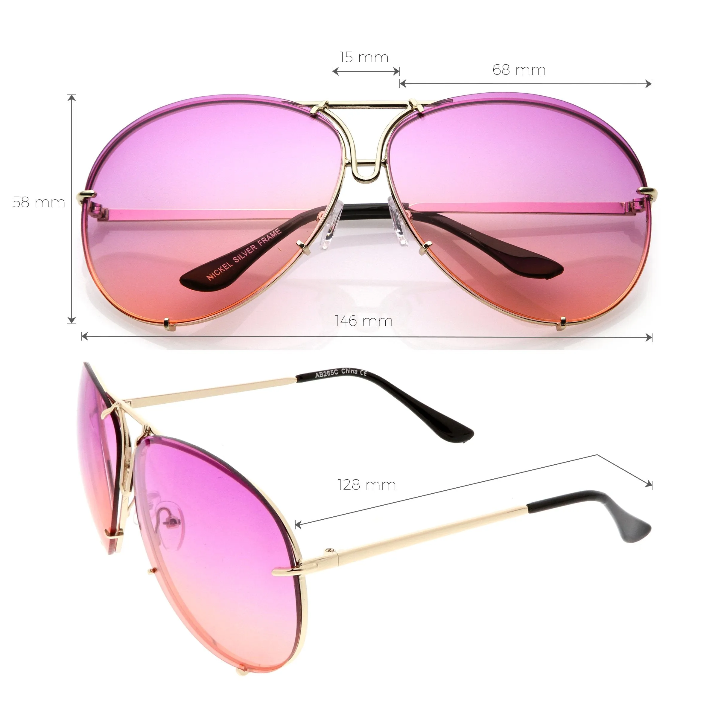 Retro Oversize Colorful Gradient Lens Aviator Sunglasses C336 sold by ZeroUV product image thumbnail 5