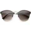 Lightweight Rimless Metal Horned Rim Sunglasses A215 sold by ZeroUV