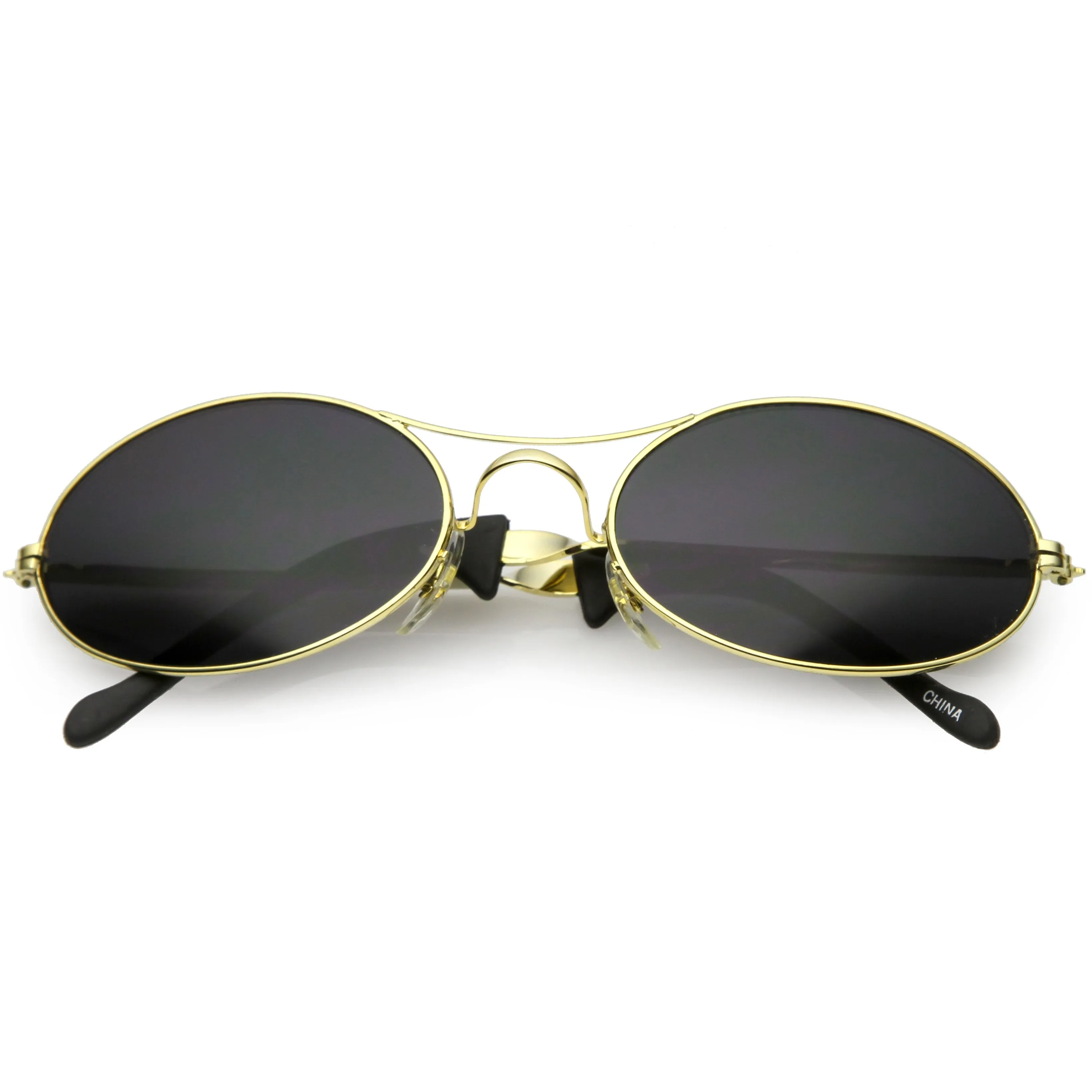 Small True Vintage 1990's Oval Metal Double Bridge Sunglasses C651 sold by ZeroUV product image thumbnail 5