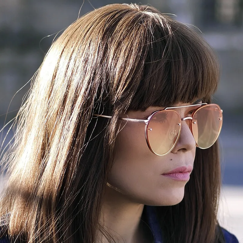 Retro Modern Gradient Flat Lens Aviator Sunglasses A824 sold by ZeroUV product image thumbnail 4