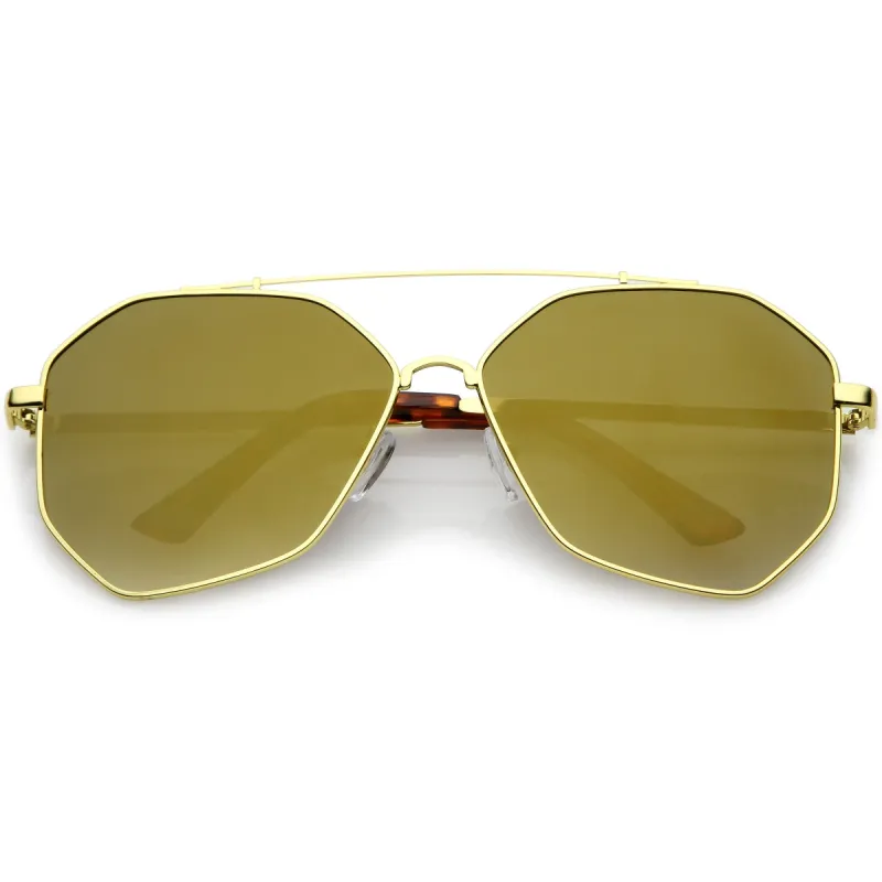 Oversize Geometric Mirrored Flat Lens Aviator Sunglasses C217 sold by ZeroUV