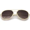 Geometric Hexagonal Laser Cut Flat Lens Aviator Sunglasses A828 sold by ZeroUV