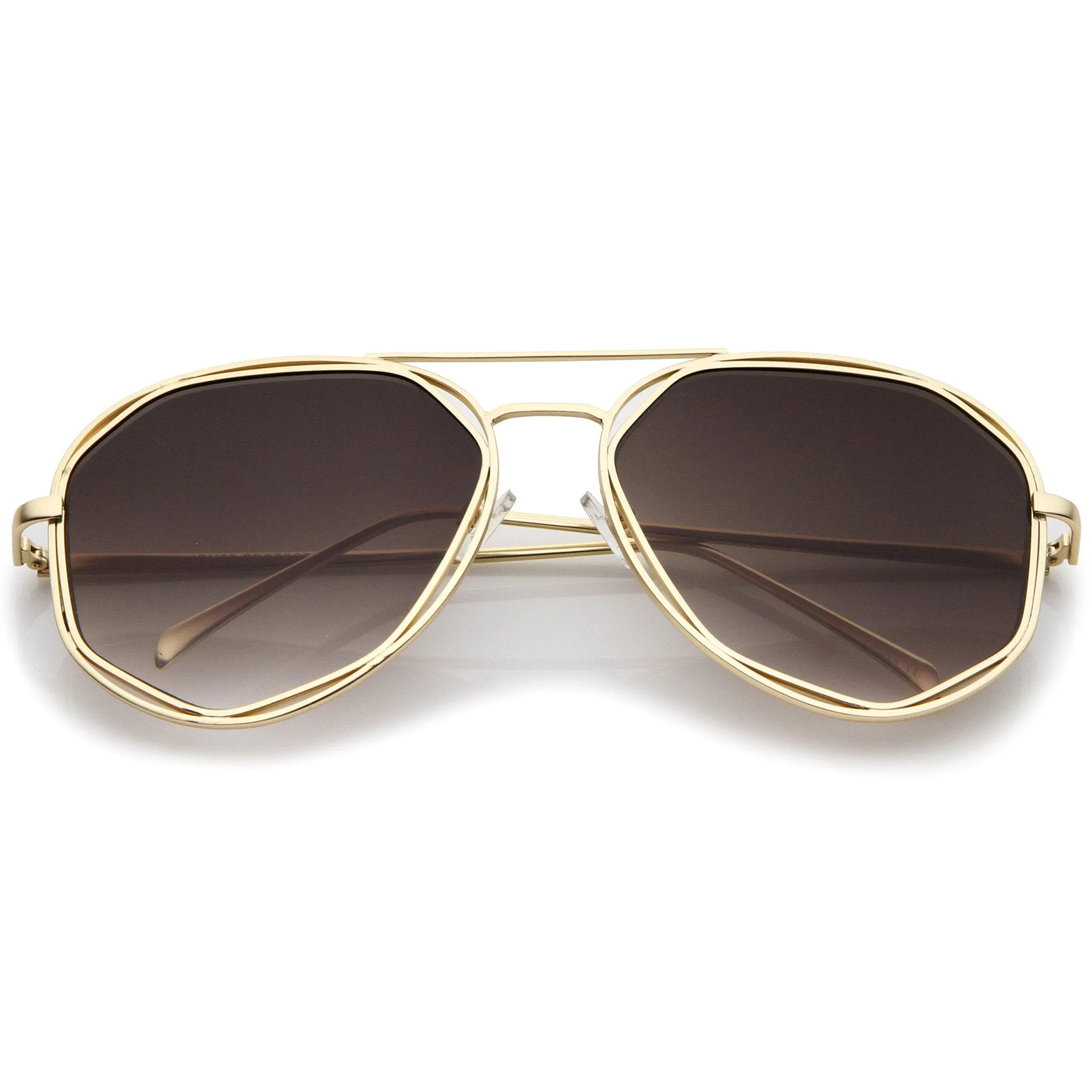 Geometric Hexagonal Laser Cut Flat Lens Aviator Sunglasses A828 sold by ZeroUV product image thumbnail 5