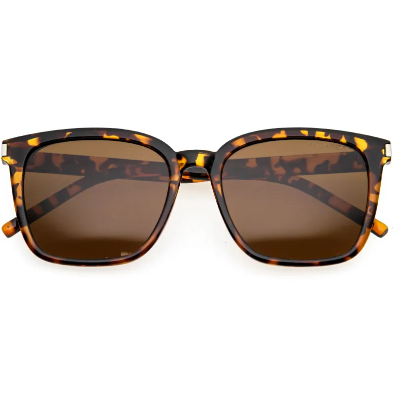Elegant Chic Polarized Lightweight Horn Rimmed Square Sunglasses D212 sold by ZeroUV