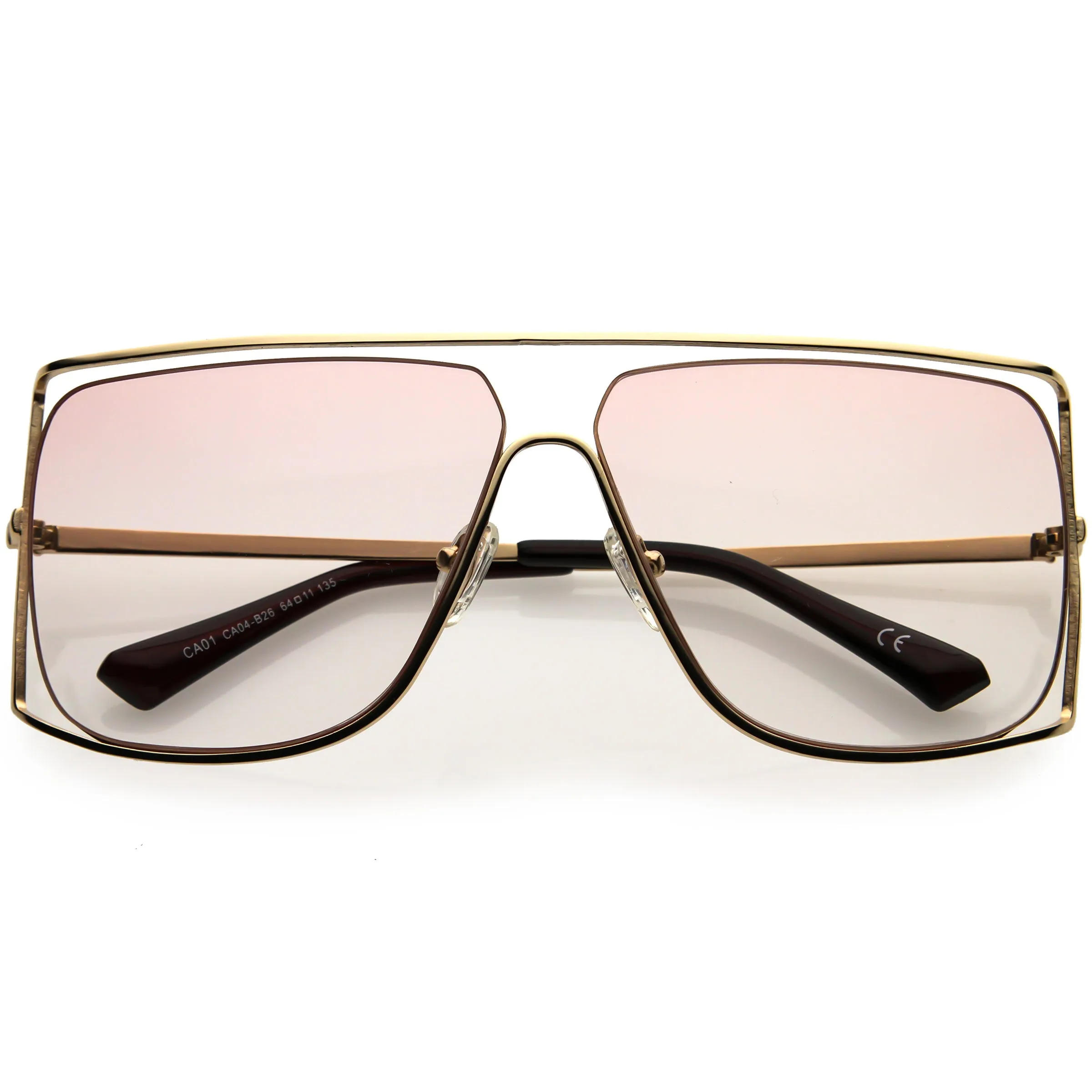 Sleek Oversize Flat Top Gradient Lens Cut-Out Square Sunglasses D116 sold by ZeroUV