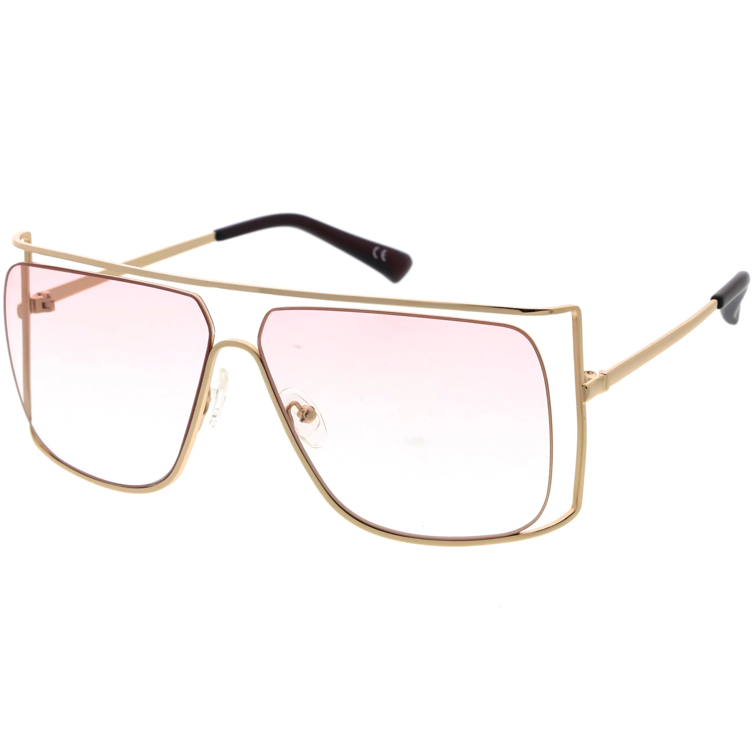 Sleek Oversize Flat Top Gradient Lens Cut-Out Square Sunglasses D116 sold by ZeroUV product image thumbnail 4