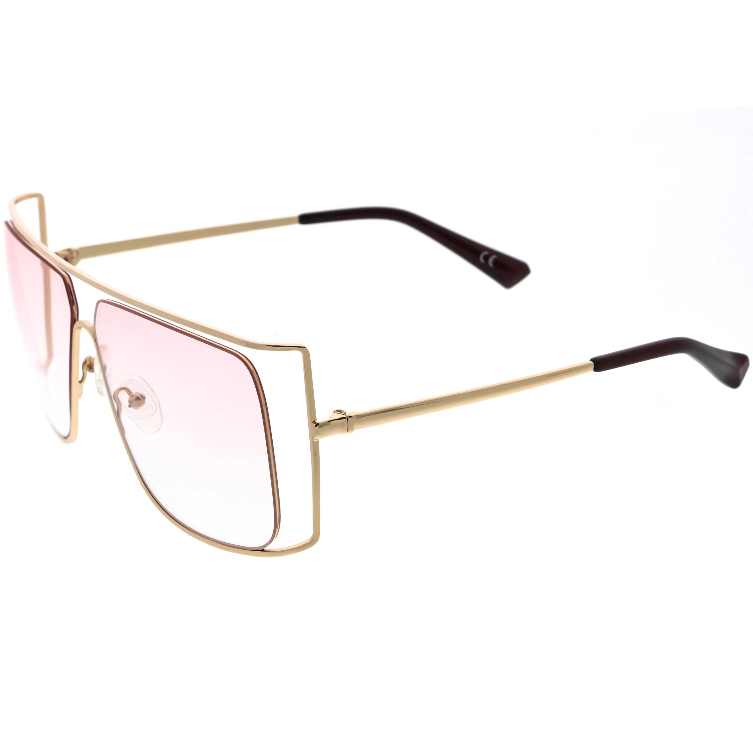 Sleek Oversize Flat Top Gradient Lens Cut-Out Square Sunglasses D116 sold by ZeroUV product image thumbnail 5