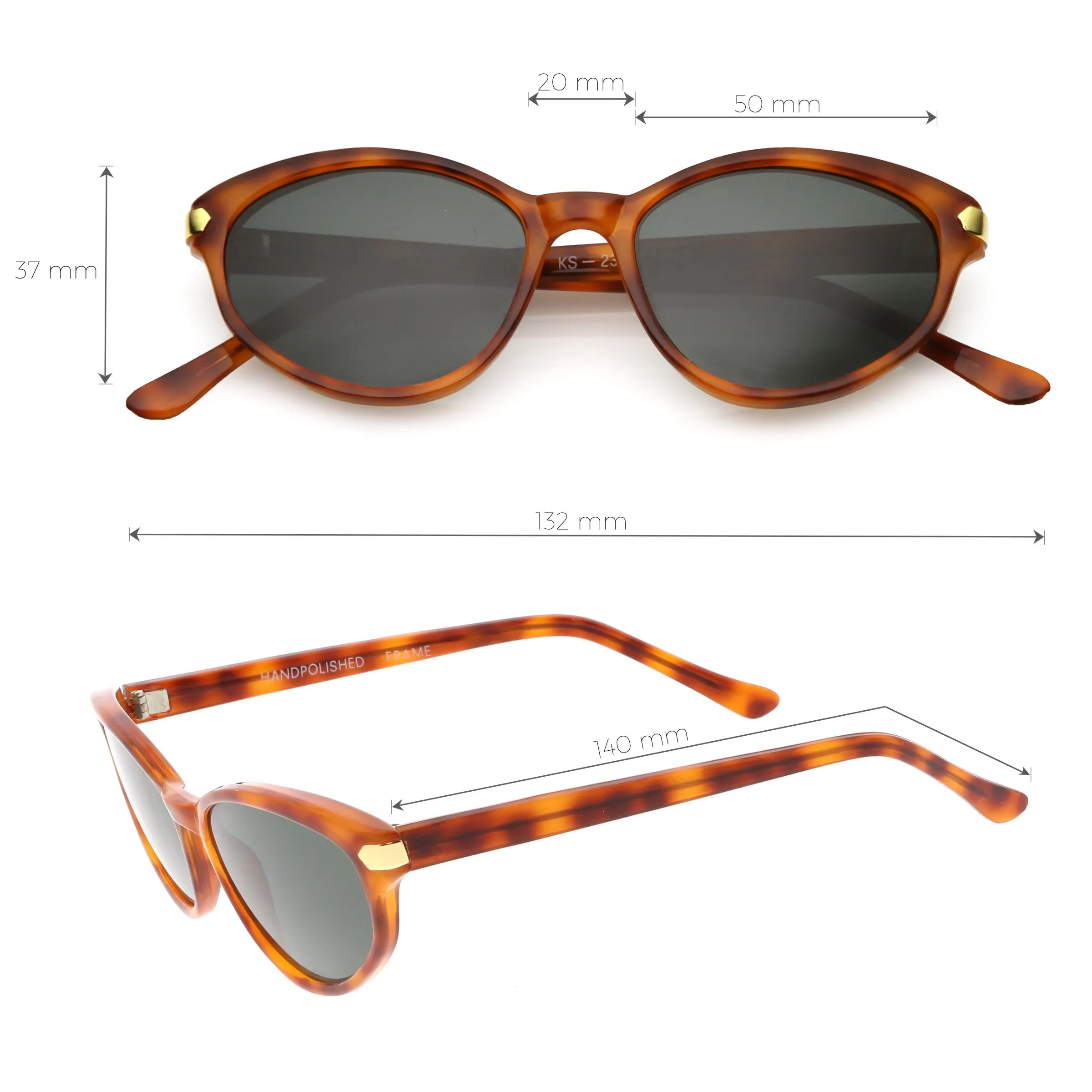 True Vintage Small Oval Cat Eye Indie Sunglasses C647 sold by ZeroUV product image thumbnail 5