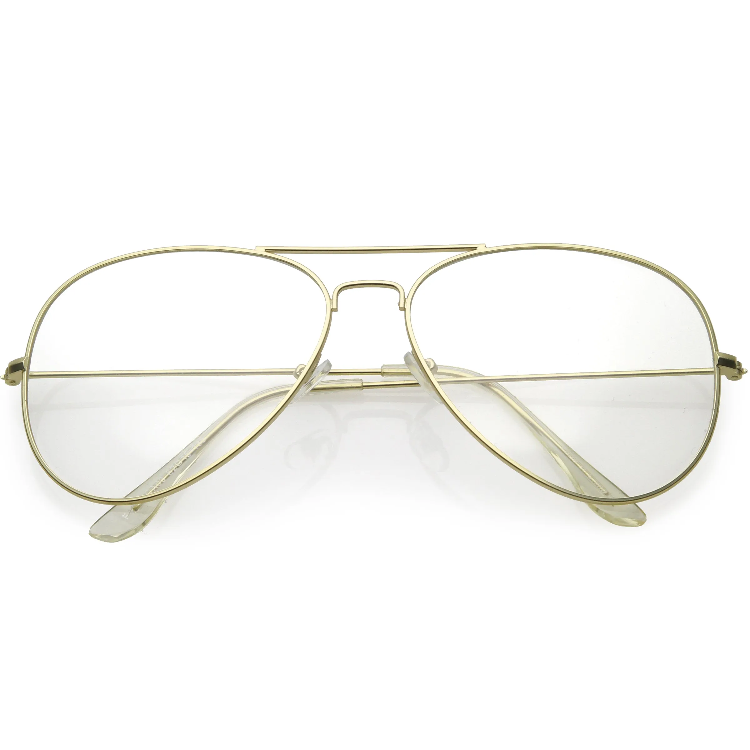 Retro Classic Full Metal Tear Drop Clear Lens Aviator Glasses C936 sold by ZeroUV