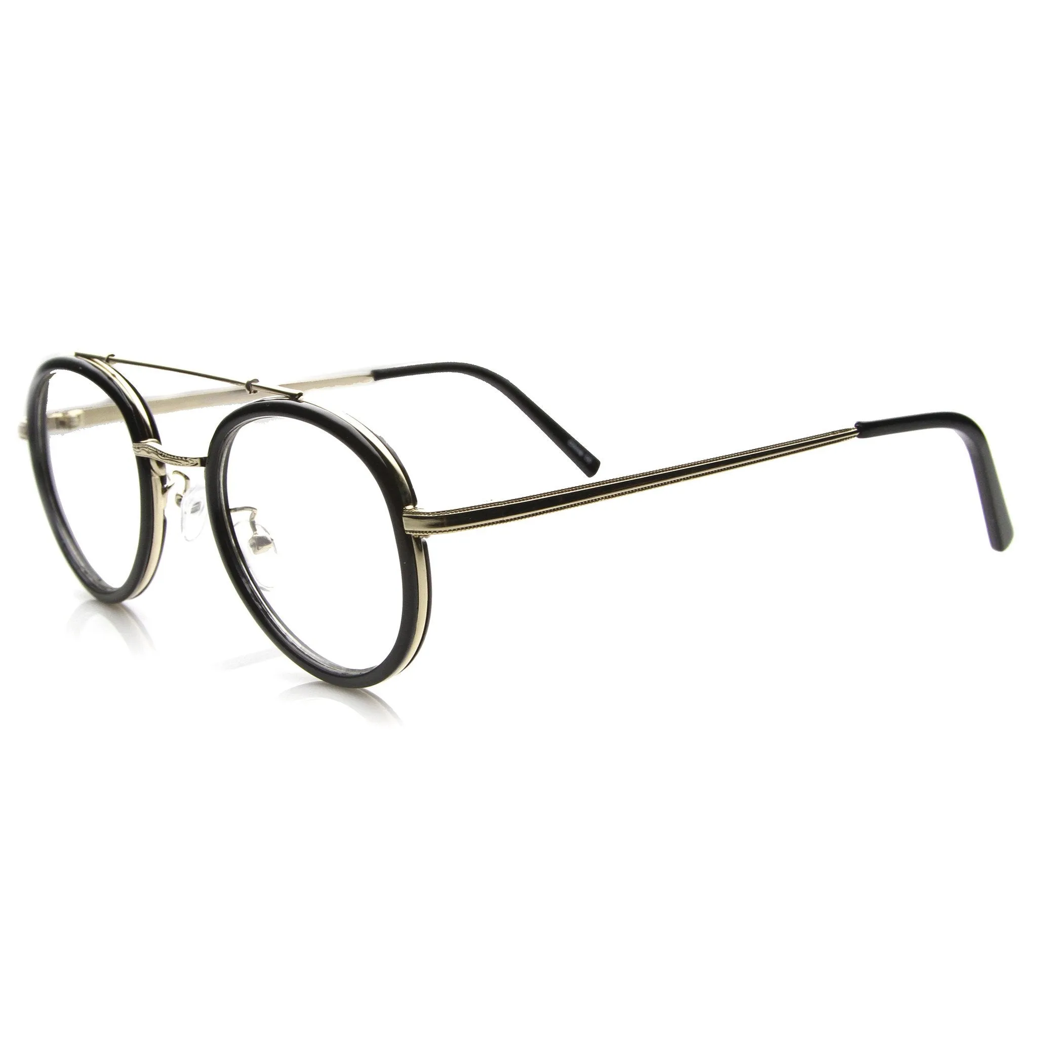 Retro Hipster Indie Dapper Round Clear Lens Aviator Glasses 9922 sold by ZeroUV product image thumbnail 3