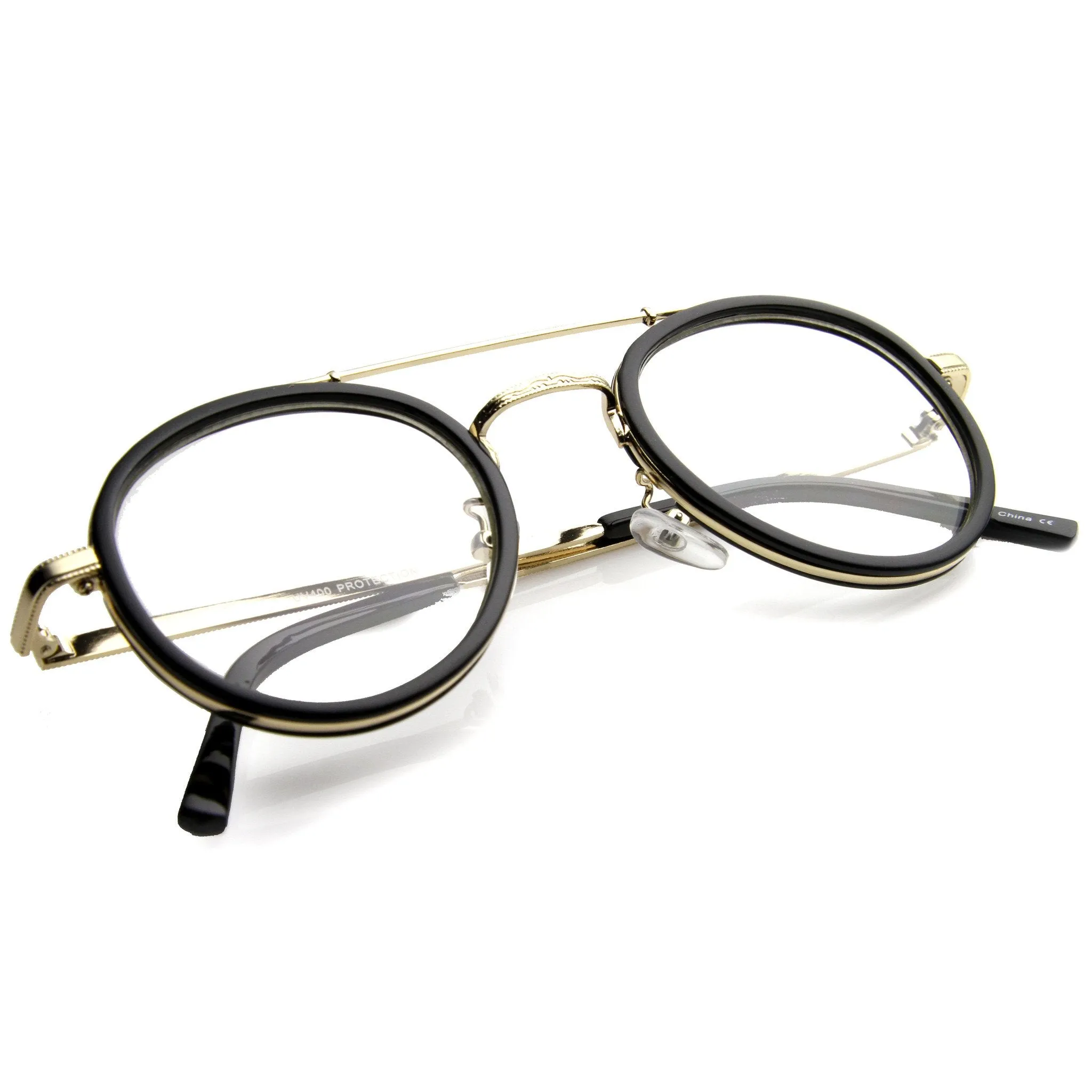 Retro Hipster Indie Dapper Round Clear Lens Aviator Glasses 9922 sold by ZeroUV product image thumbnail 4