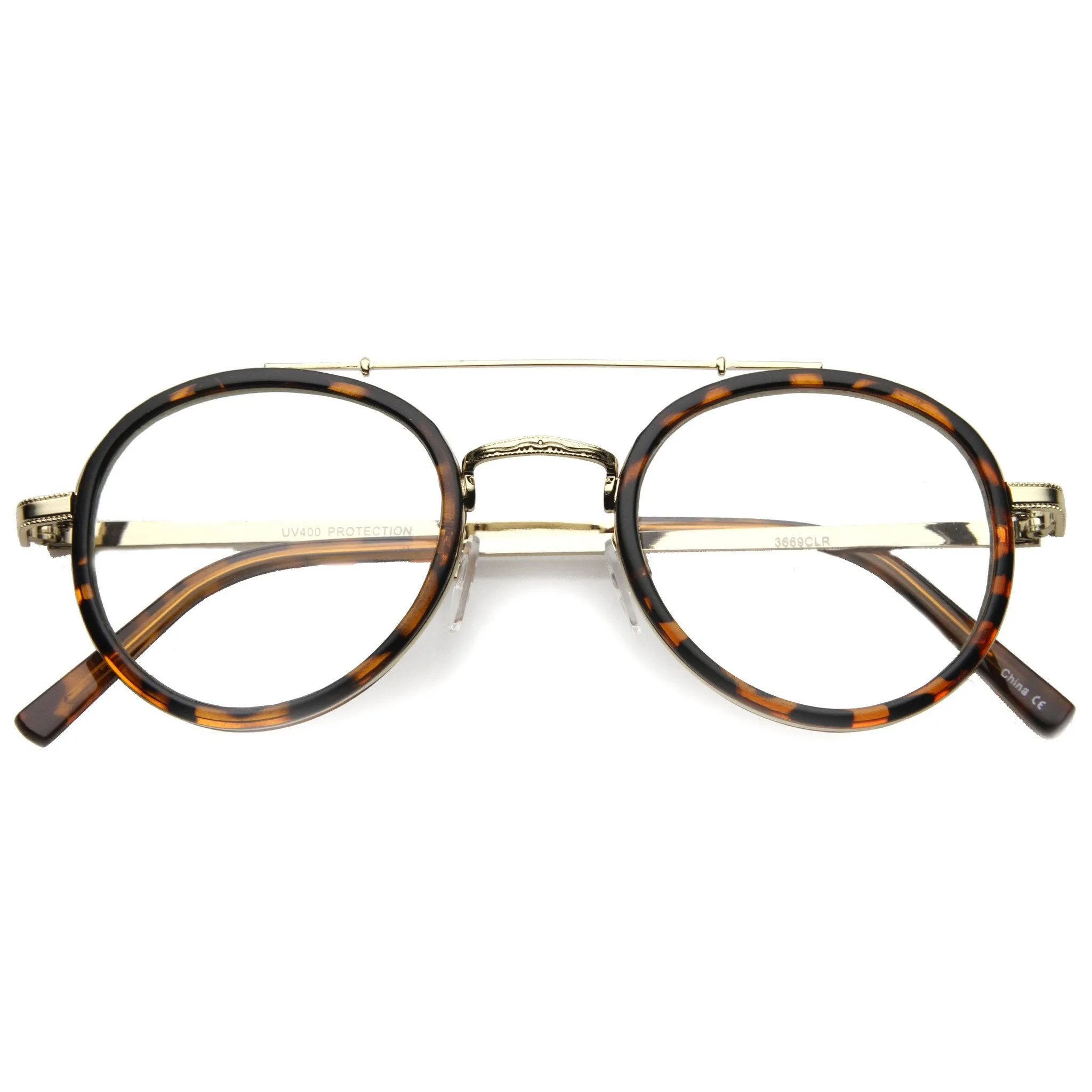 Retro Hipster Indie Dapper Round Clear Lens Aviator Glasses 9922 sold by ZeroUV product image thumbnail 5