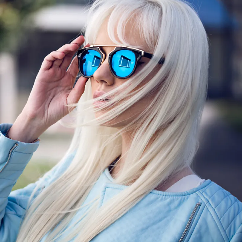 Intricately Designed Horned Rim Mirror Lens Sunglasses sold by ZeroUV