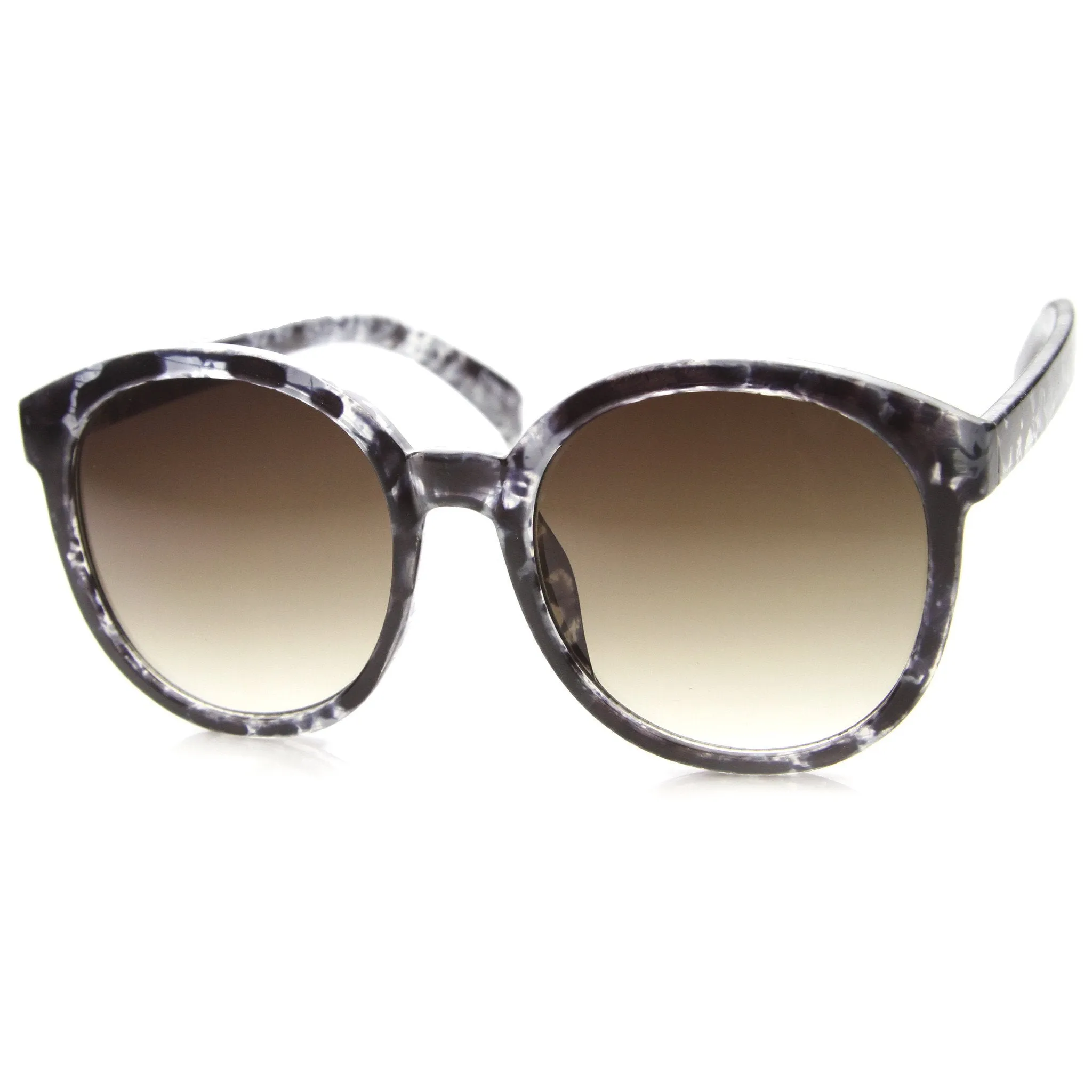 Women's Oversize Round Horned Rim Marble Sunglasses 9970 sold by ZeroUV product image thumbnail 2