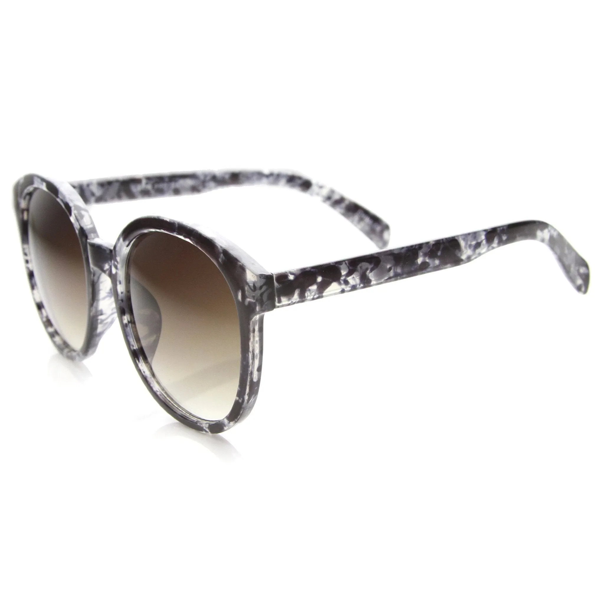 Women's Oversize Round Horned Rim Marble Sunglasses 9970 sold by ZeroUV product image thumbnail 3