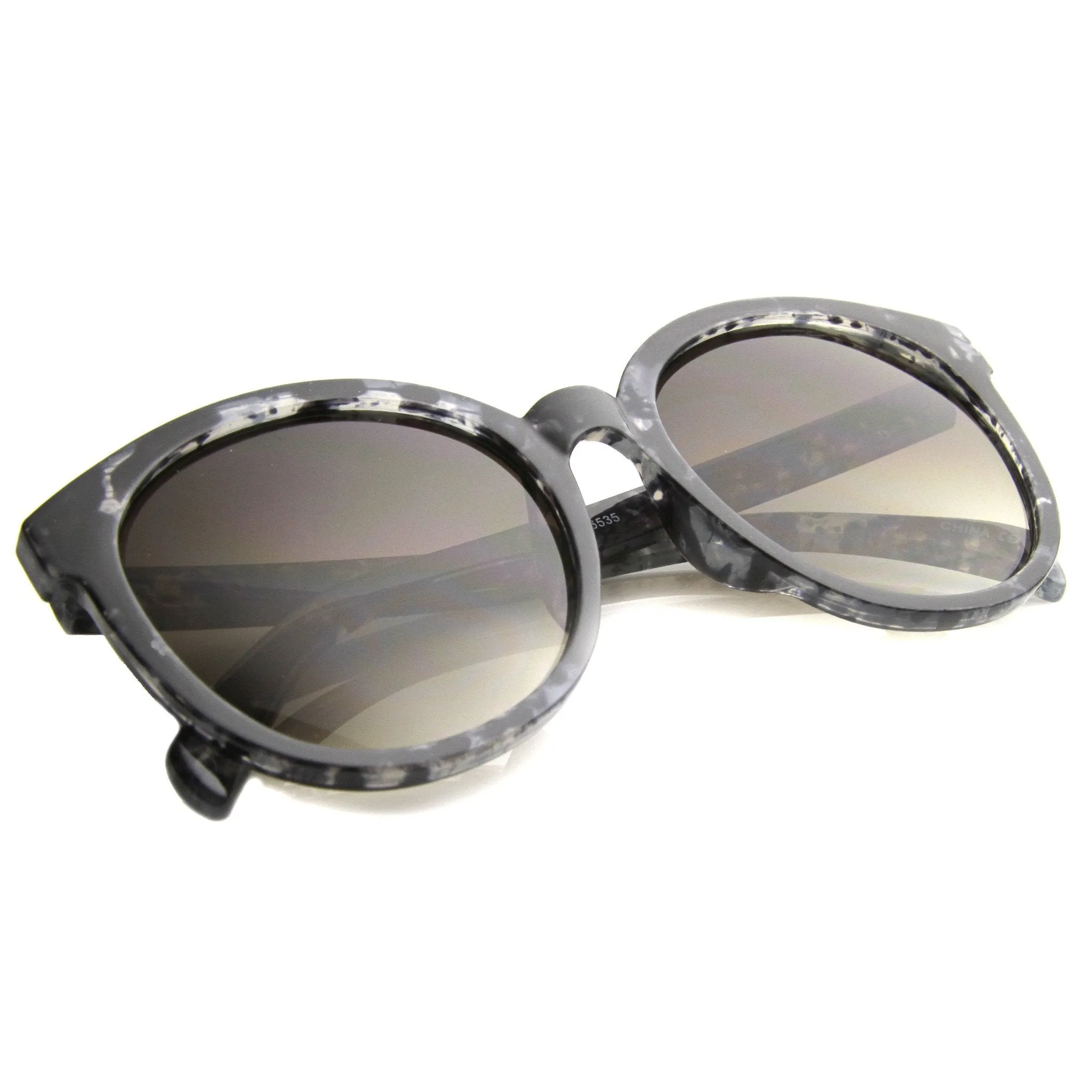 Women's Oversize Round Horned Rim Marble Sunglasses 9970 sold by ZeroUV product image thumbnail 4