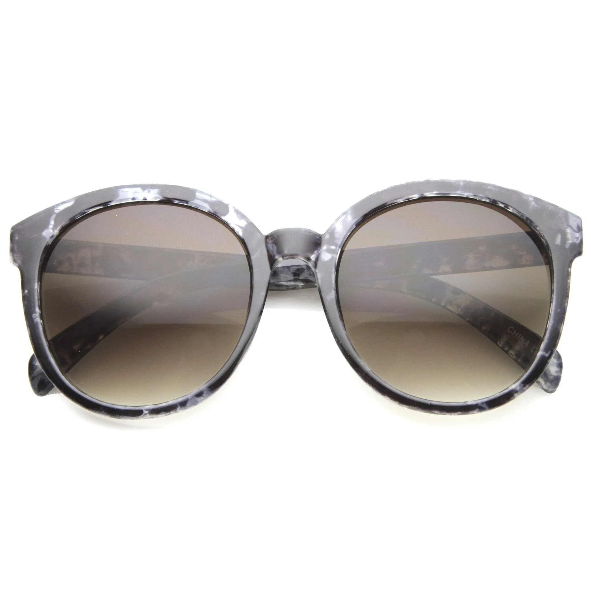 Women's Oversize Round Horned Rim Marble Sunglasses 9970 sold by ZeroUV