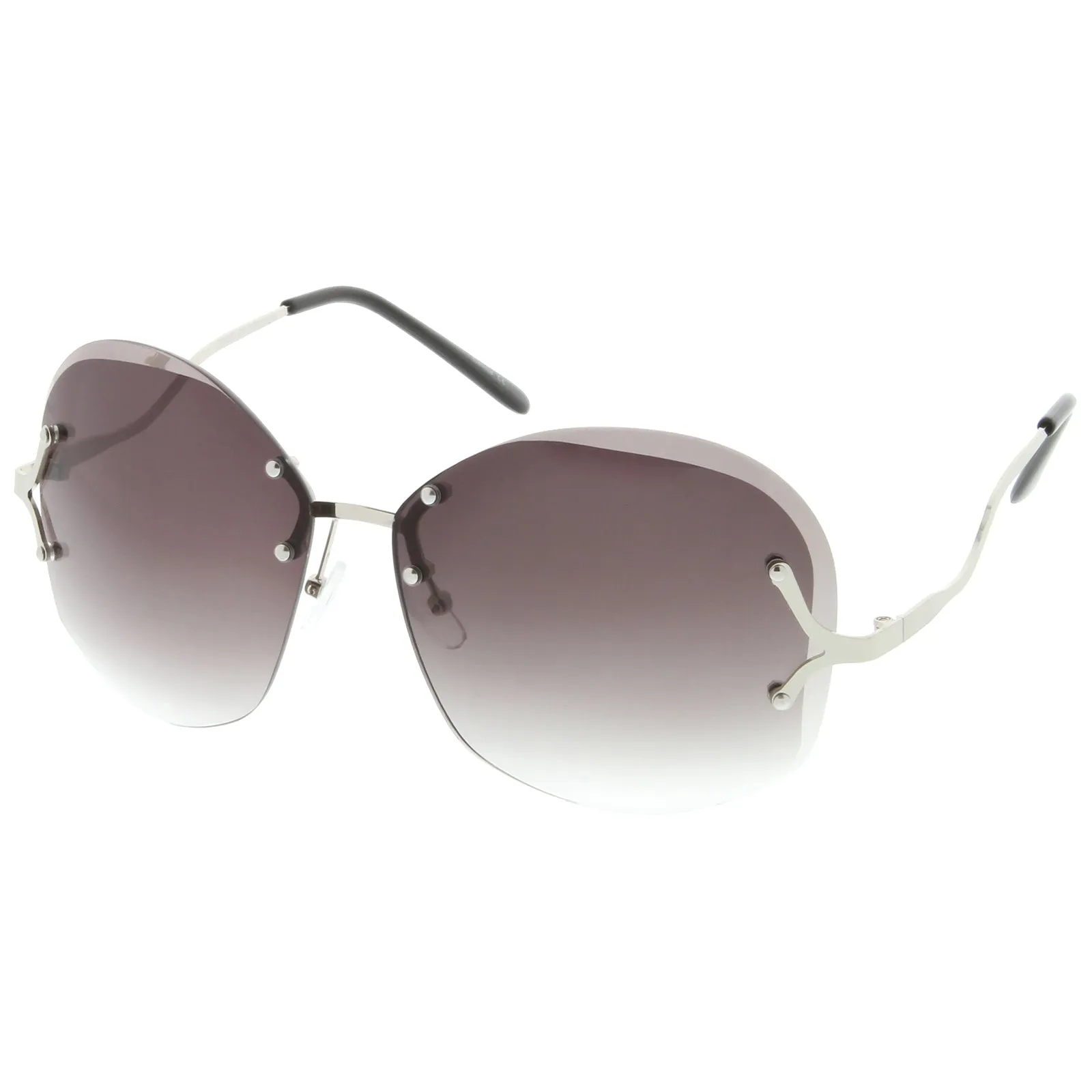 Women's Oversize Curved Low Temple Rimless Sunglasses C218 sold by ZeroUV product image thumbnail 2