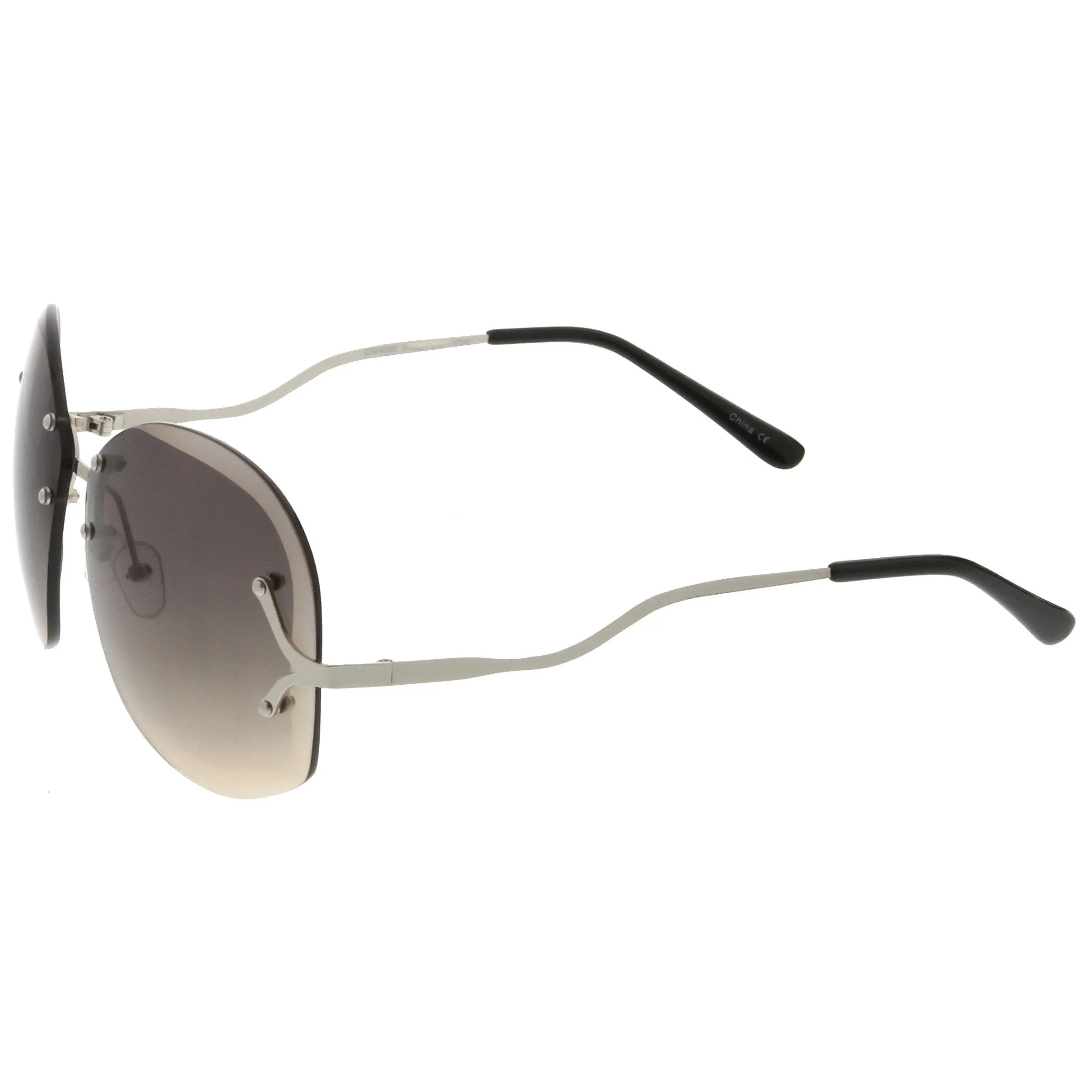 Women's Oversize Curved Low Temple Rimless Sunglasses C218 sold by ZeroUV product image thumbnail 5