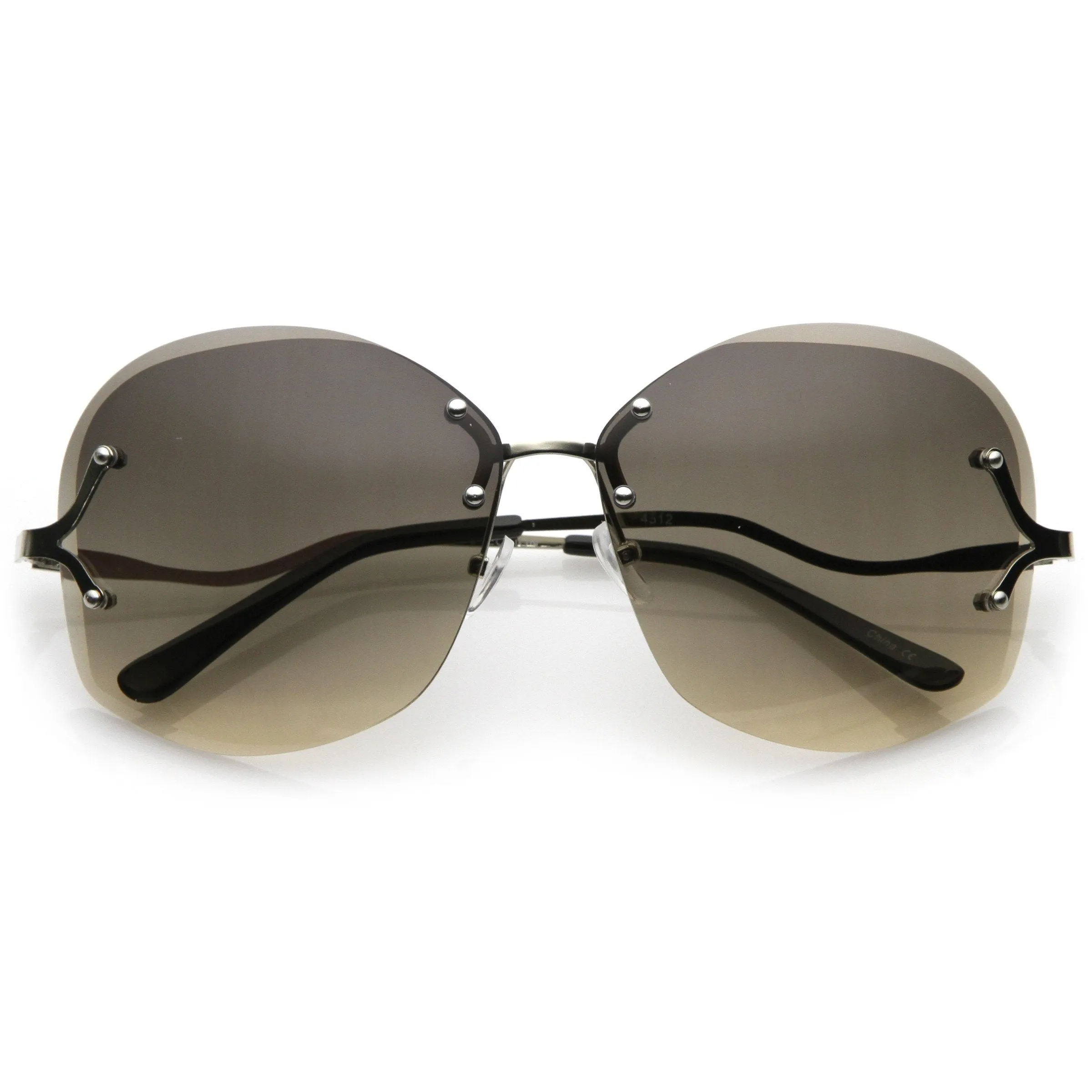 Women's Oversize Curved Low Temple Rimless Sunglasses C218 sold by ZeroUV product image thumbnail 3