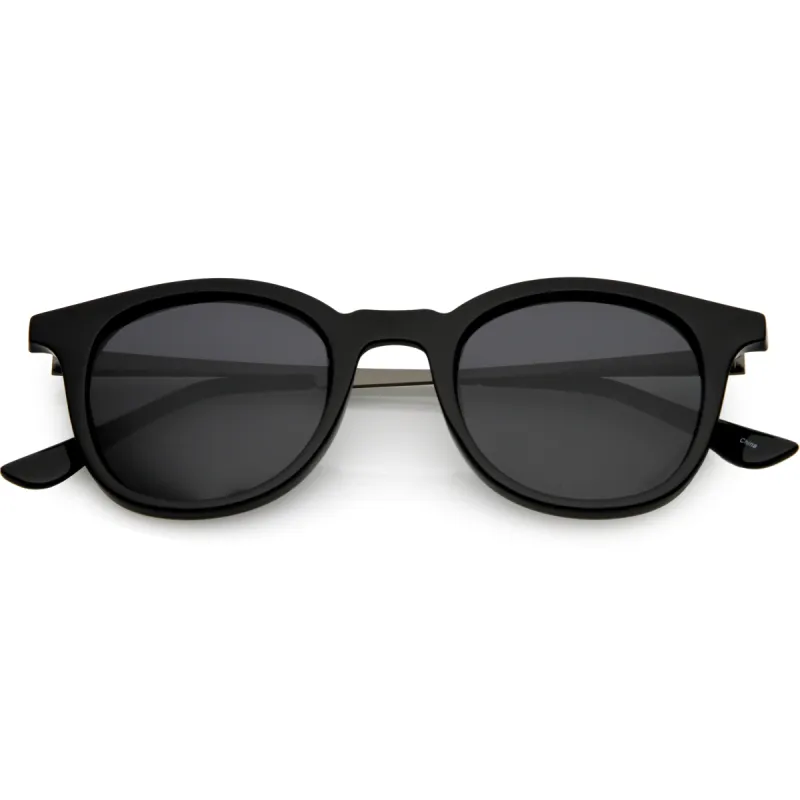 Classic Metal Arms Polarized Round Lens Horn Rimmed Sunglasses C924 sold by ZeroUV