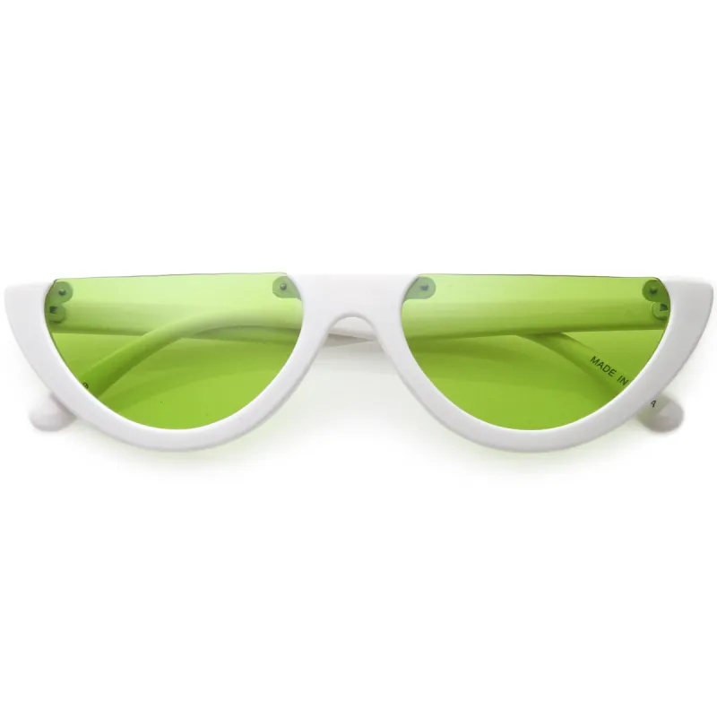 Women's Retro Color Tone Half Frame Flat Cut Sunglasses C685 sold by ZeroUV