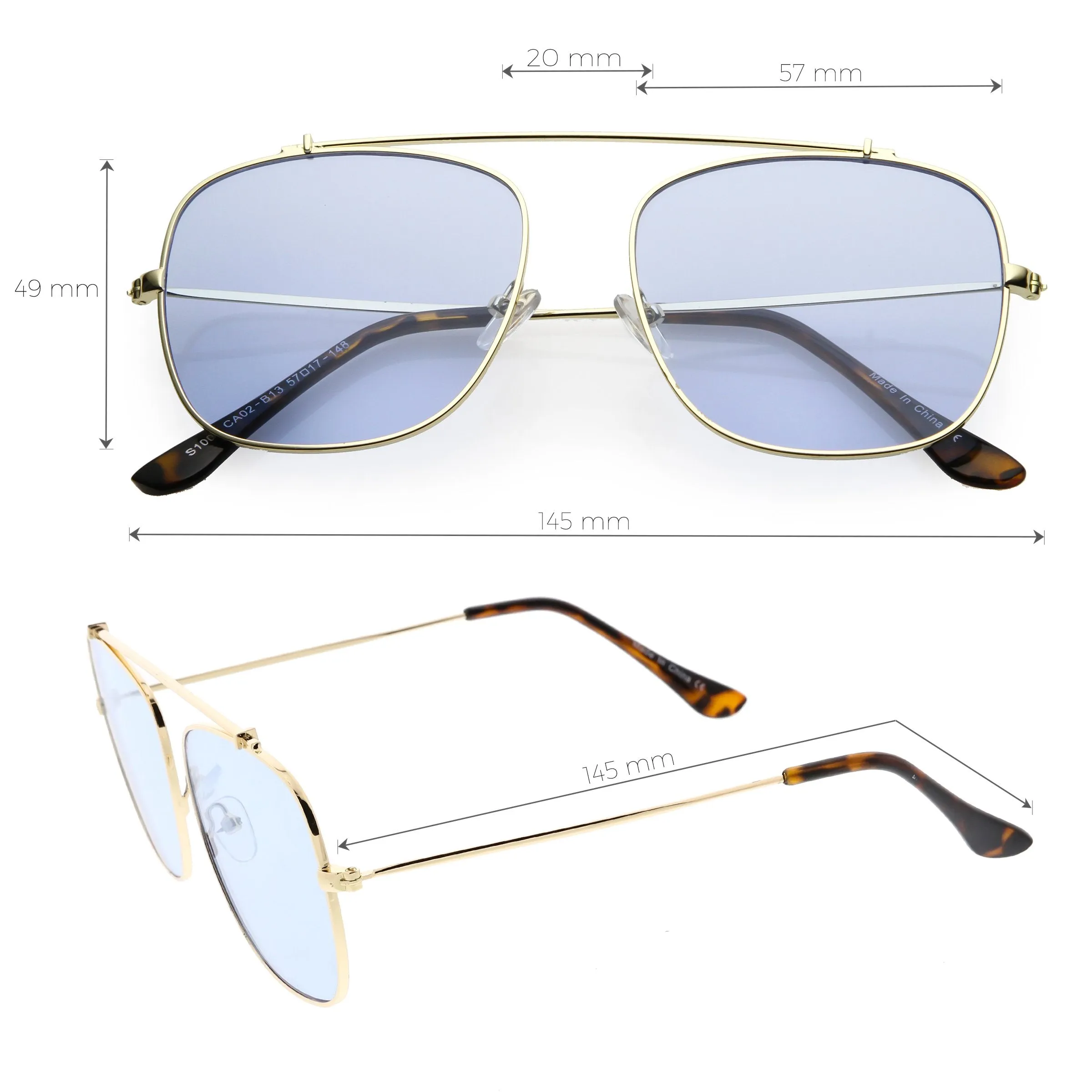 Oversize Retro Square Color Tone Metal Aviator Sunglasses C850 sold by ZeroUV product image thumbnail 2