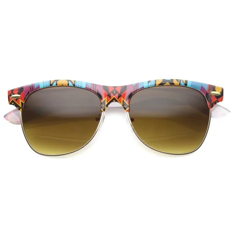 Indie Festival Native Print Half Frame Sunglasses 9995 sold by ZeroUV