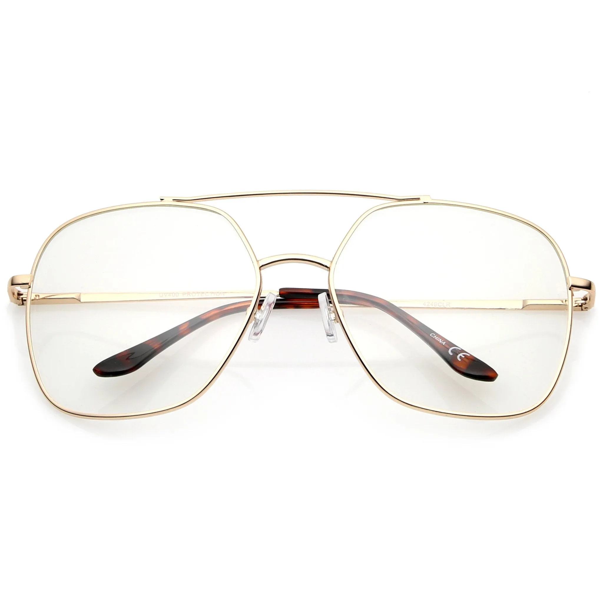 Retro Oversize Square Metal Clear Lens Aviator Glasses A937 sold by ZeroUV product image thumbnail 5