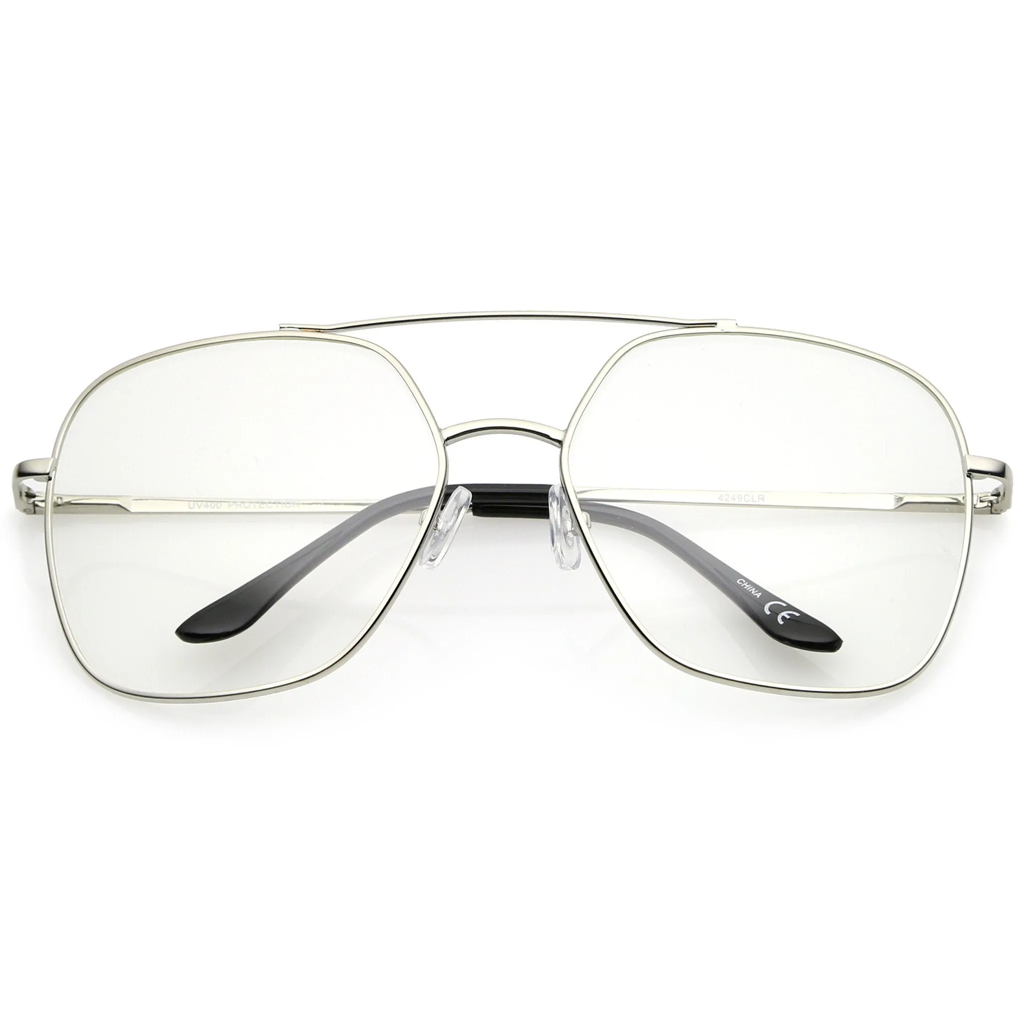 Retro Oversize Square Metal Clear Lens Aviator Glasses A937 sold by ZeroUV product image thumbnail 4