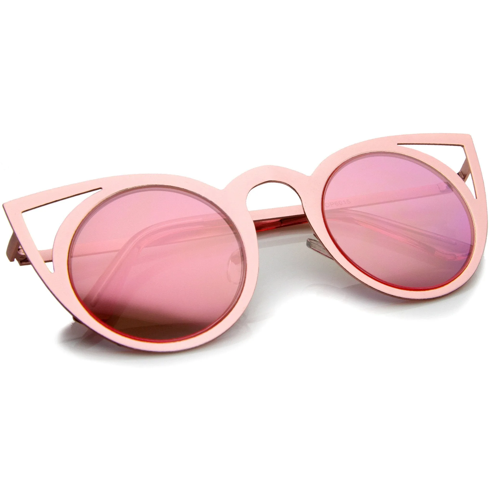 Women's Laser Cut Mirrored Lens Cat Eye Sunglasses A410 sold by ZeroUV product image thumbnail 4