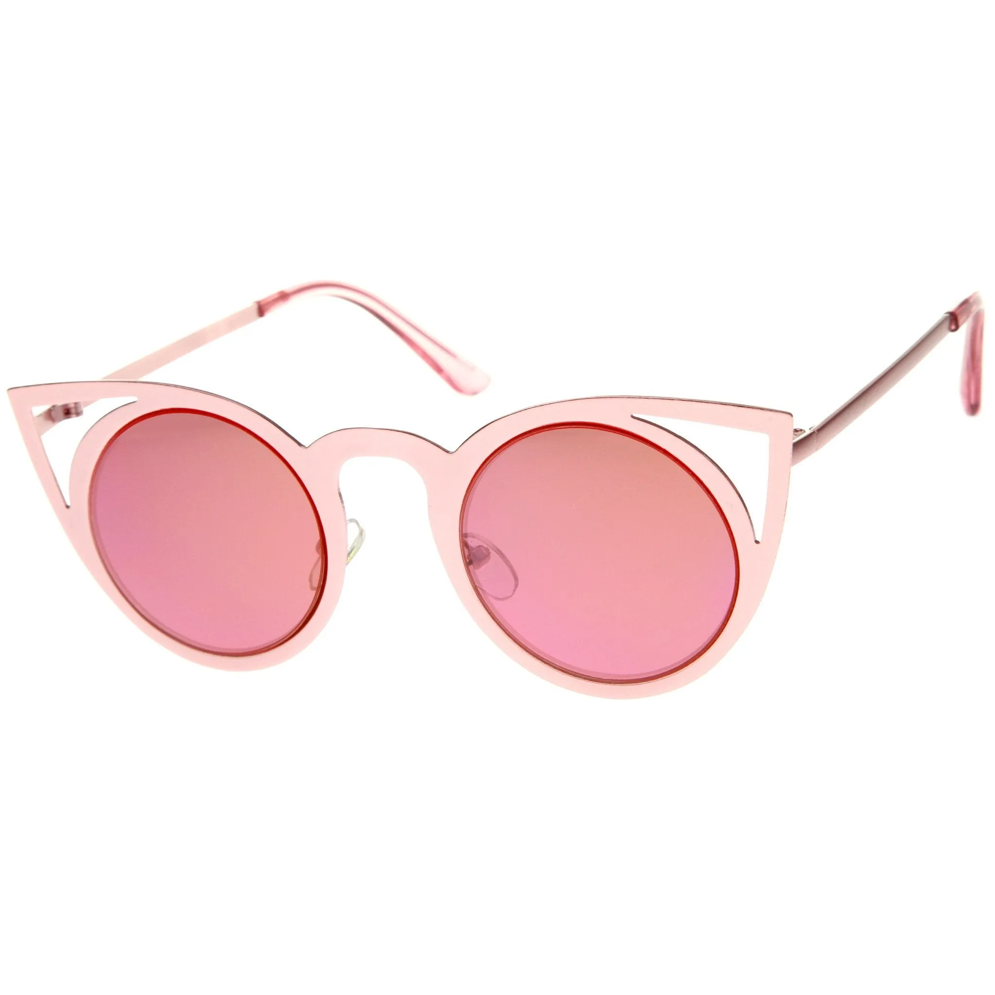 Women's Laser Cut Mirrored Lens Cat Eye Sunglasses A410 sold by ZeroUV product image thumbnail 2