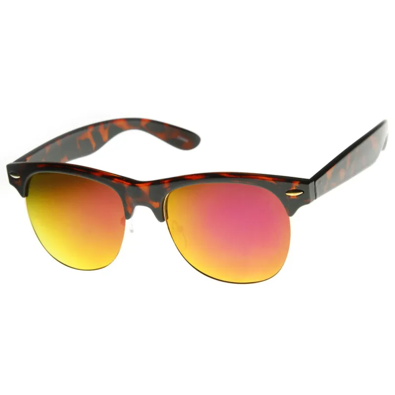 New Flash Mirrored Lens Horned Rim Half Frame Sunglasses 8927 sold by ZeroUV
