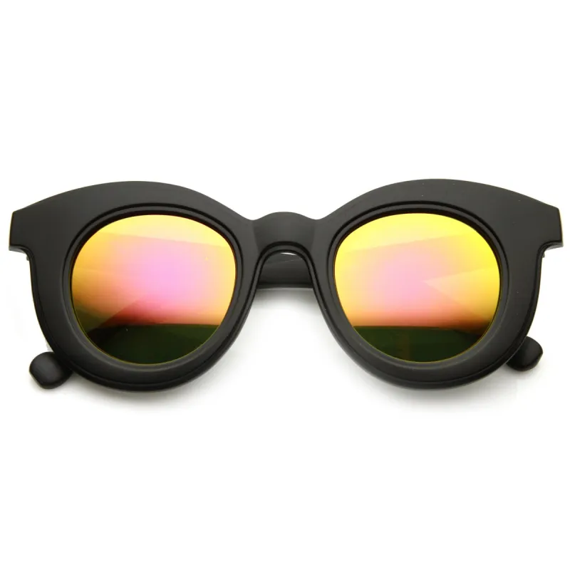 Women's Round Cat Eye Mirrored Lens Sunglasses 9584 sold by ZeroUV