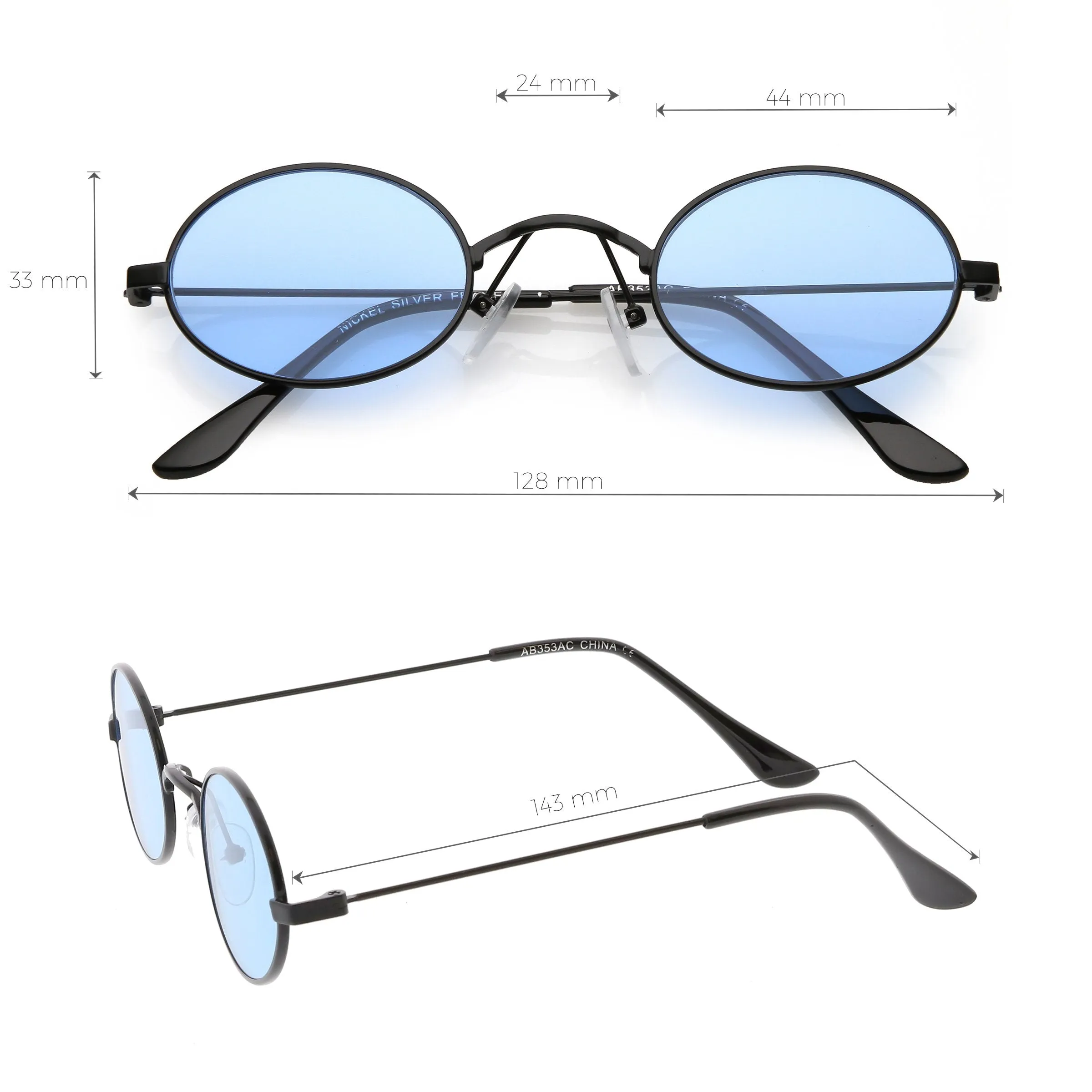 Retro 1990's Small Oval Color Tone Metal Sunglasses C616 sold by ZeroUV product image thumbnail 5