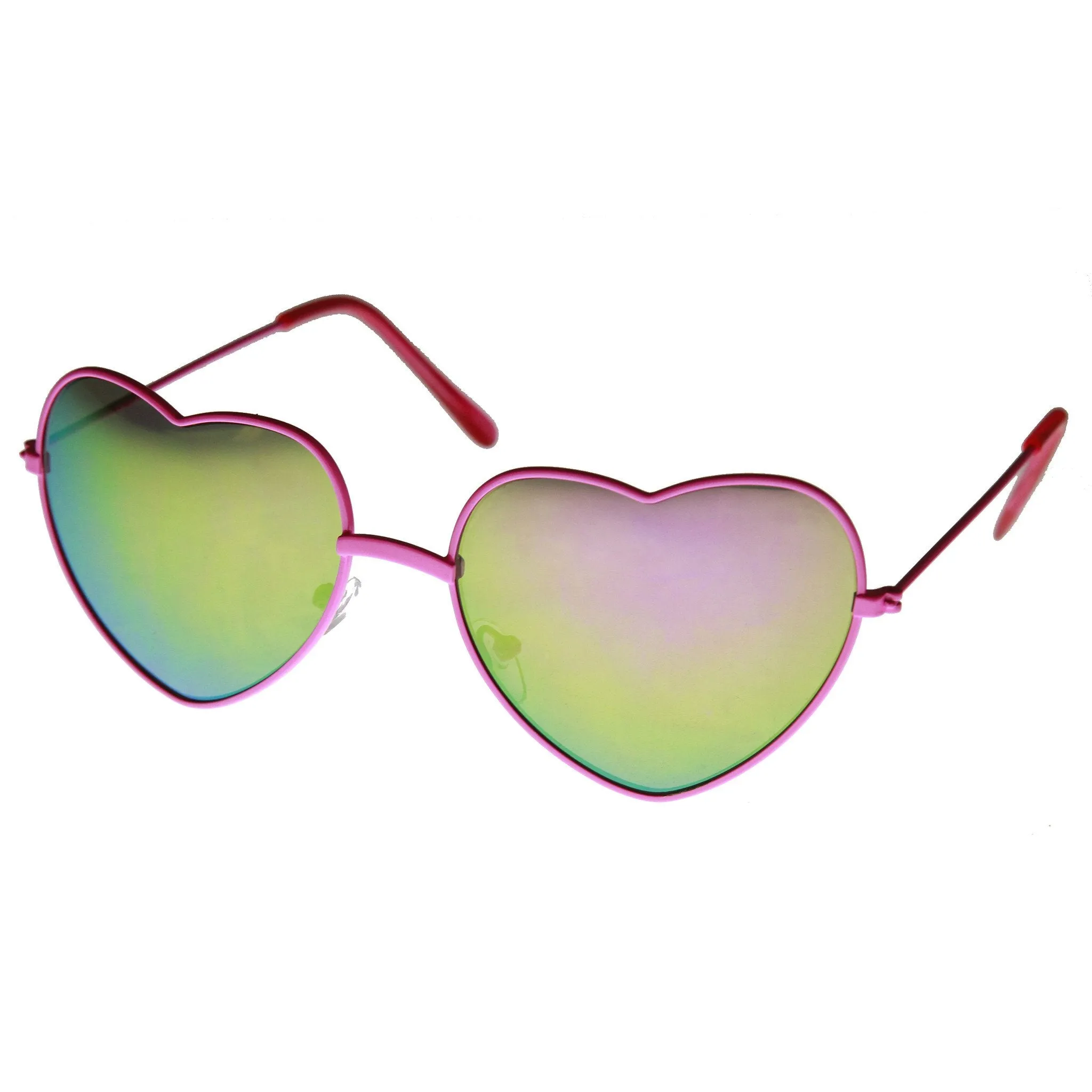 Women's Color Heart Shaped Metal Mirror Lens Sunglasses 9563 sold by ZeroUV product image thumbnail 4