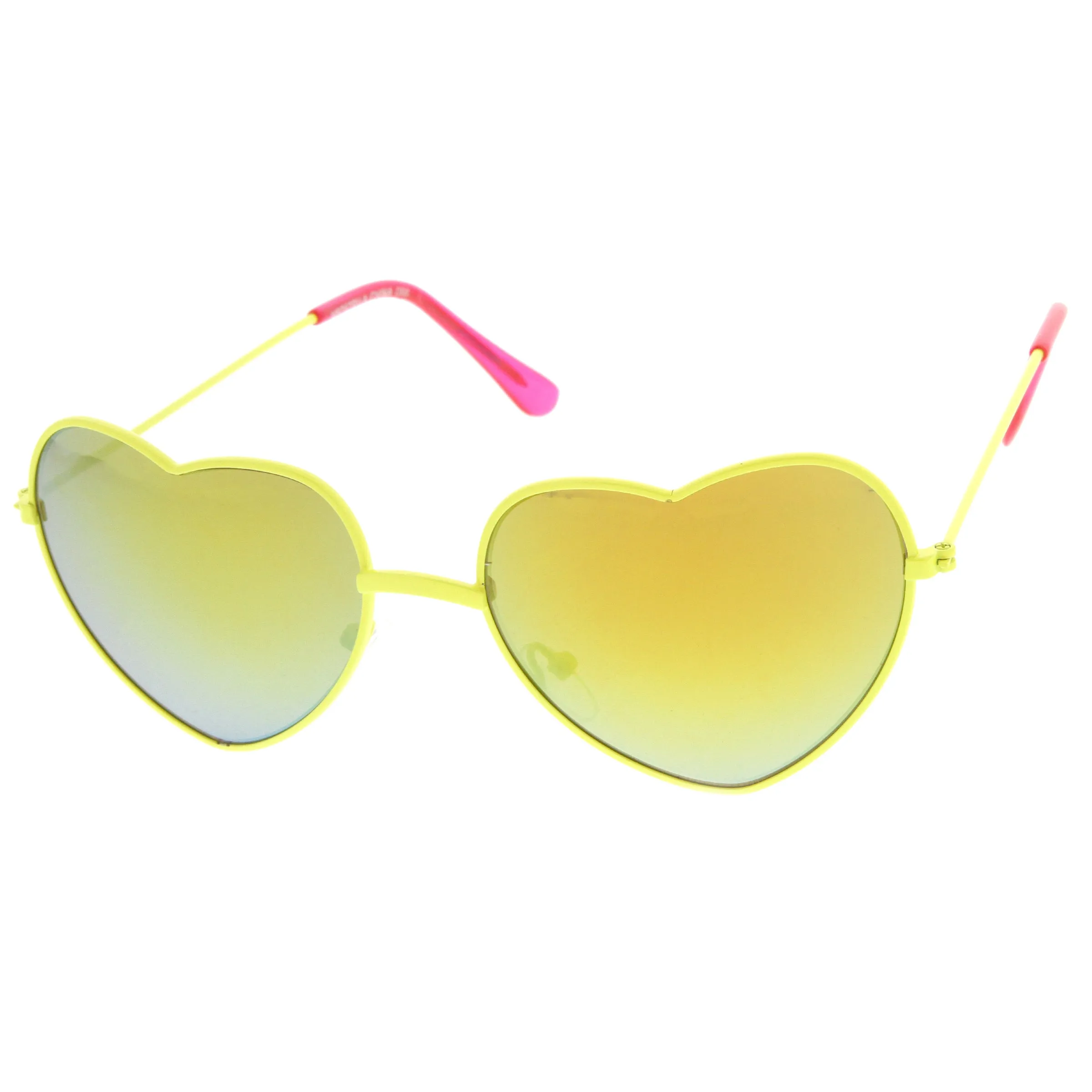 Women's Color Heart Shaped Metal Mirror Lens Sunglasses 9563 sold by ZeroUV product image thumbnail 2