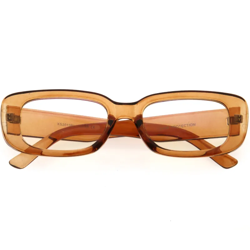 Clear Blue Light Wide Vintage-Inspired Squre Glasses D278 sold by ZeroUV