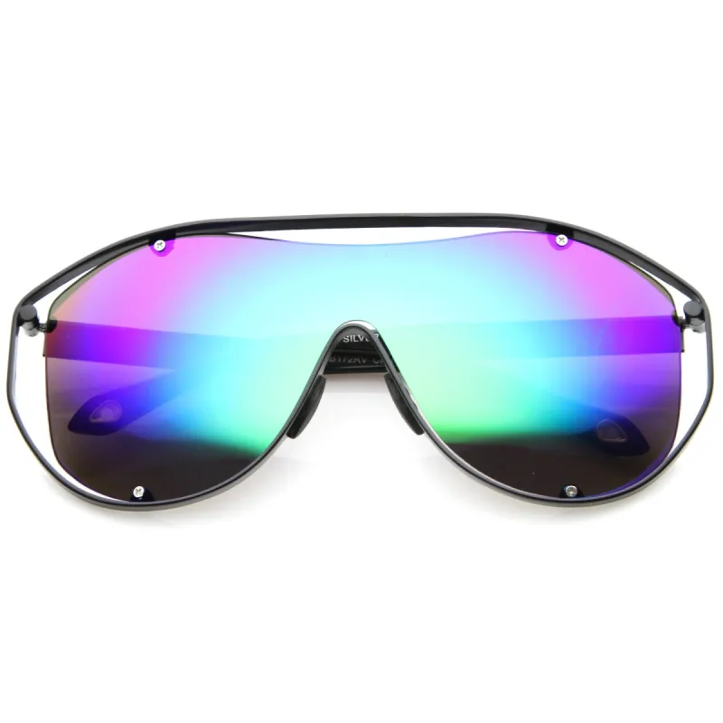 Retro Modern Mirrored Shield Lens Sunglasses A211 sold by ZeroUV